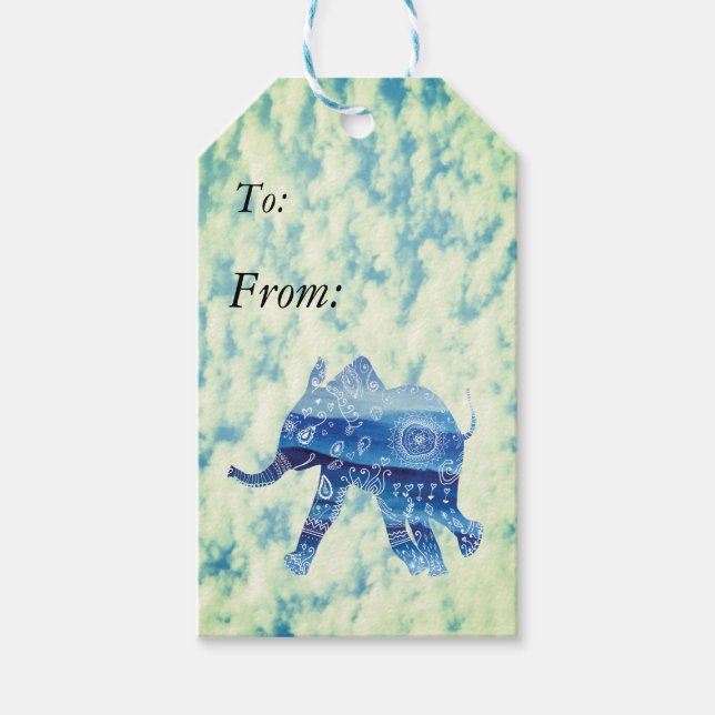 Elephant Anpassningsbar Gift Märkres Presentetikett (Framsidan)