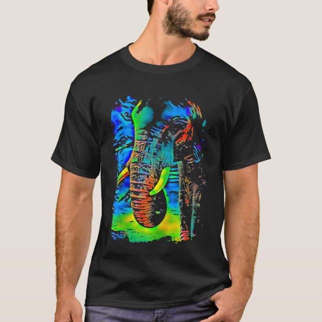 Elephant Ansikte Pop Art T Shirt (Framsida)