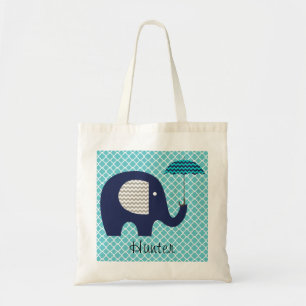 Elephant Aqua Mönster Chevron Umbrella Anpassnings Tygkasse