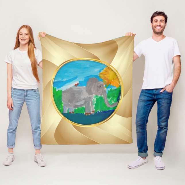 Elephant "Art by Kids" Fleecefilt (På plats)