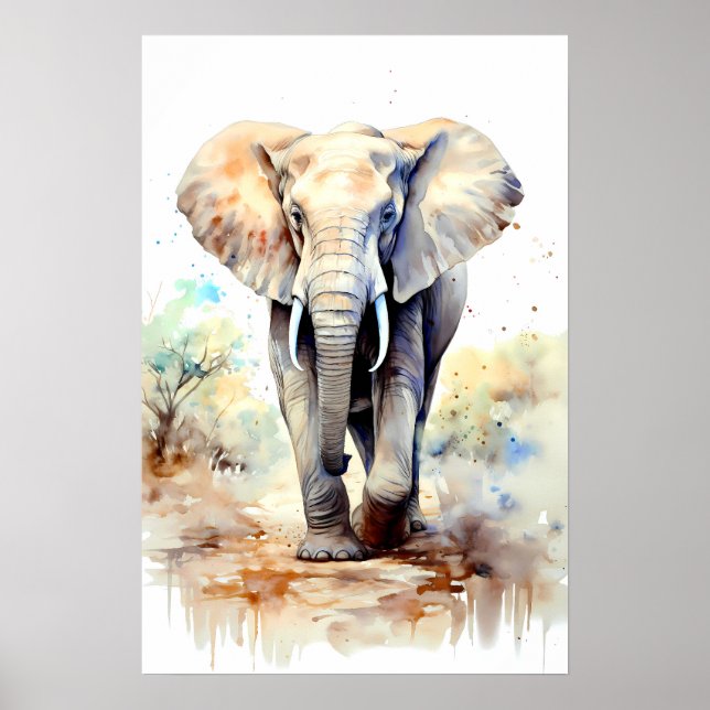 Elephant Art Poster Afrika Wall Decor (Framsidan)