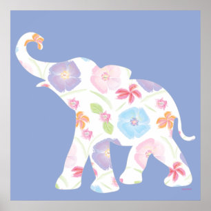 Elephant Art Watercolor Mönster Graphic Modern Poster