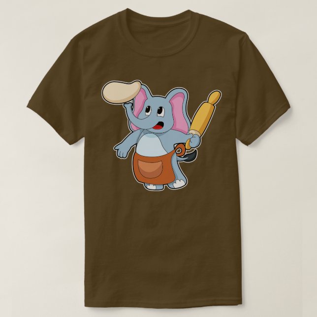 Elephant as Cook med Rolling Pet Dough T Shirt (Design framsida)