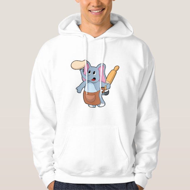 Elephant as Cook med Rolling pin & Dough Hoodie (Framsida)