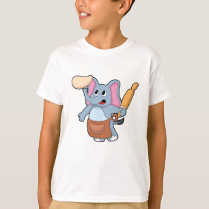 Elephant as Cook med Rolling pin & Dough T Shirt