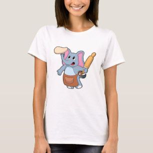 Elephant as Cook med Rolling pin & Dough T Shirt
