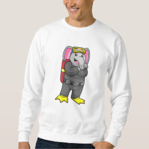 Elephant as Diver med dykande glasögon Lång Ärmad Tröja