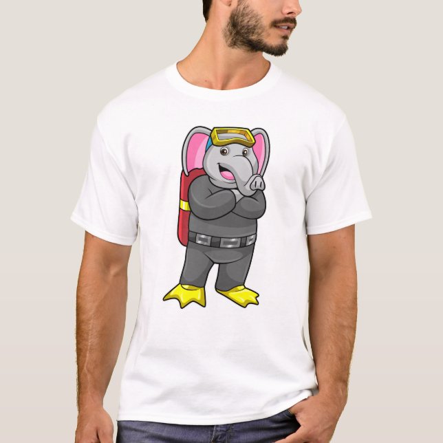 Elephant as Diver med dykande glasögon T Shirt (Framsida)