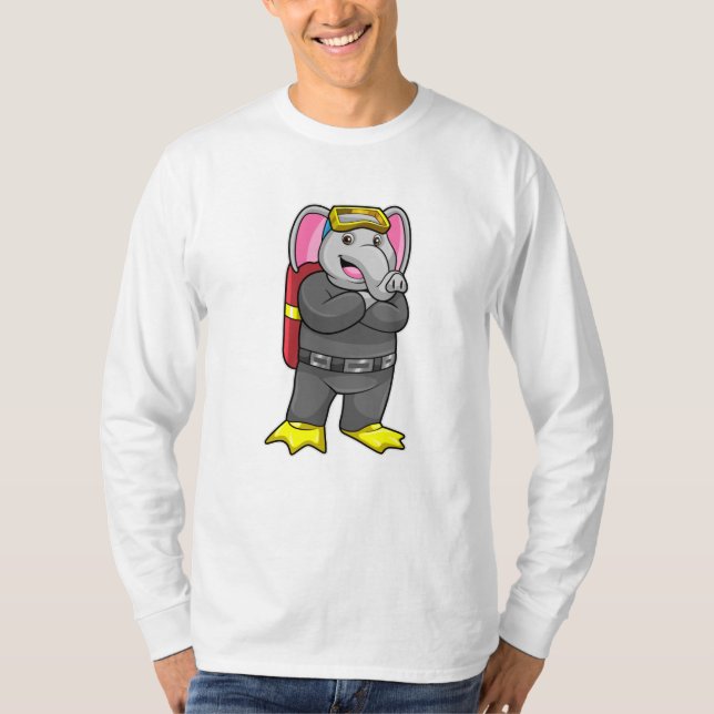 Elephant as Diver med dykande glasögon T Shirt (Framsida)