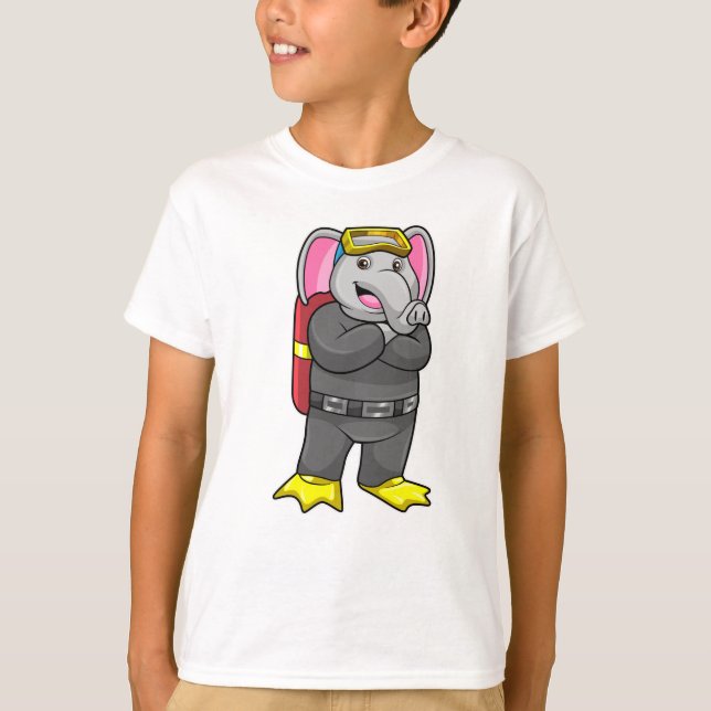 Elephant as Diver med dykande glasögon T Shirt (Framsida)
