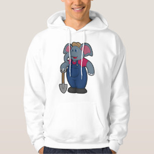 Elephant as Farmer med Shovel Hoodie