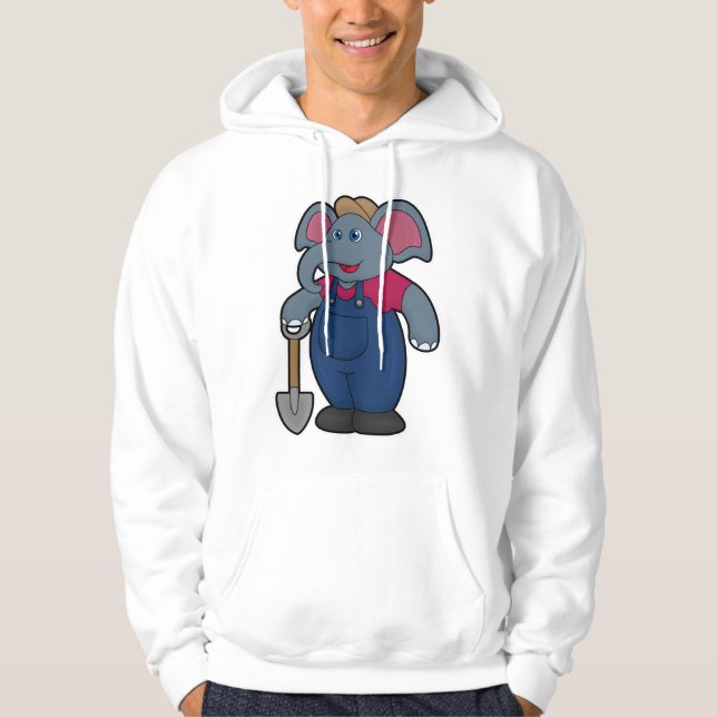 Elephant as Farmer med Shovel Hoodie (Framsida)