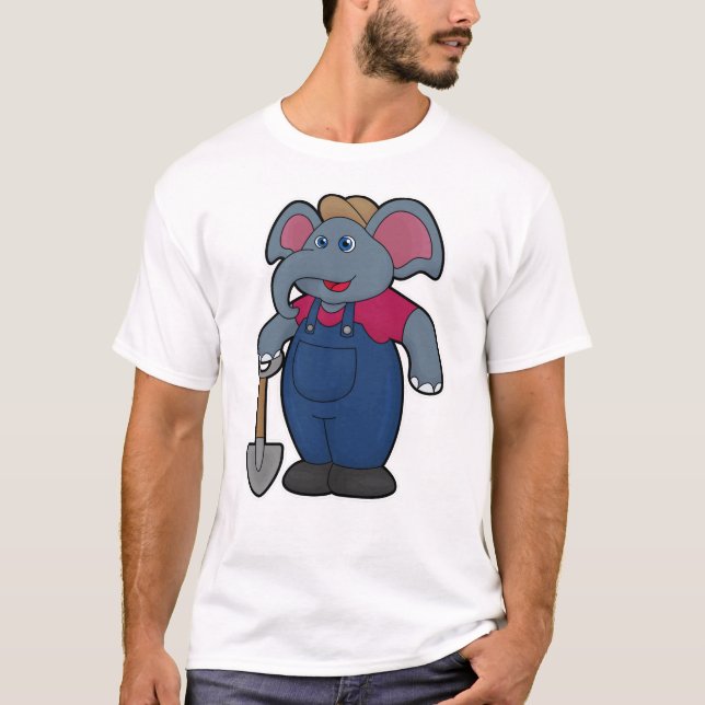 Elephant as Farmer med Shovel T Shirt (Framsida)