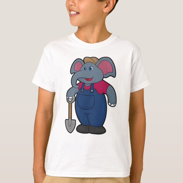 Elephant as Farmer med Shovel T Shirt (Framsida)