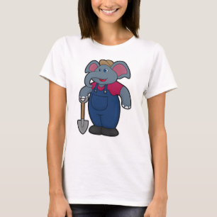Elephant as Farmer med Shovel T Shirt