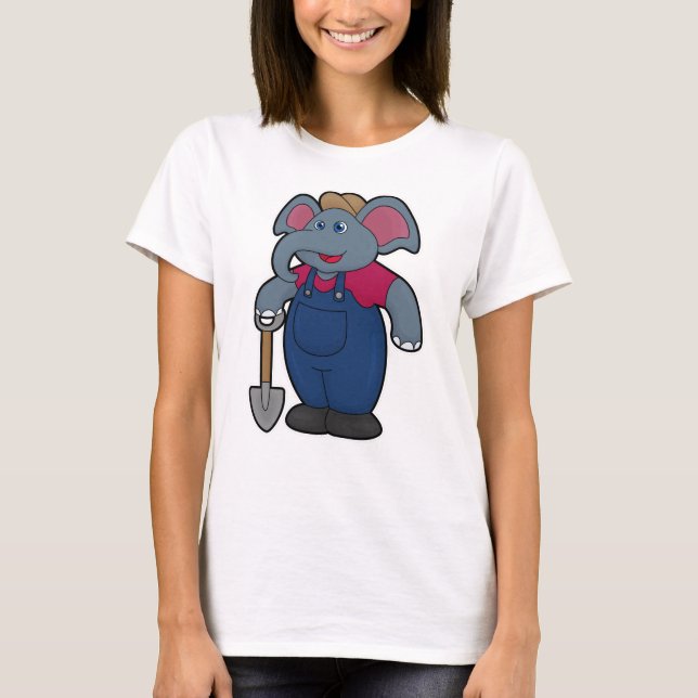 Elephant as Farmer med Shovel T Shirt (Framsida)
