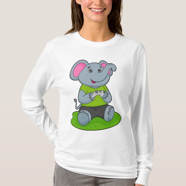 Elephant as Gamer T Shirt (Framsida)