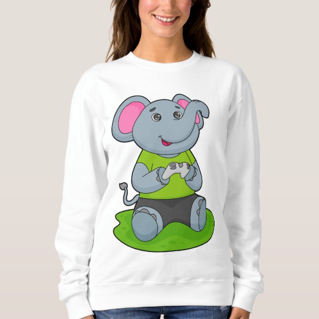 Elephant as Gamer T Shirt (Framsida)