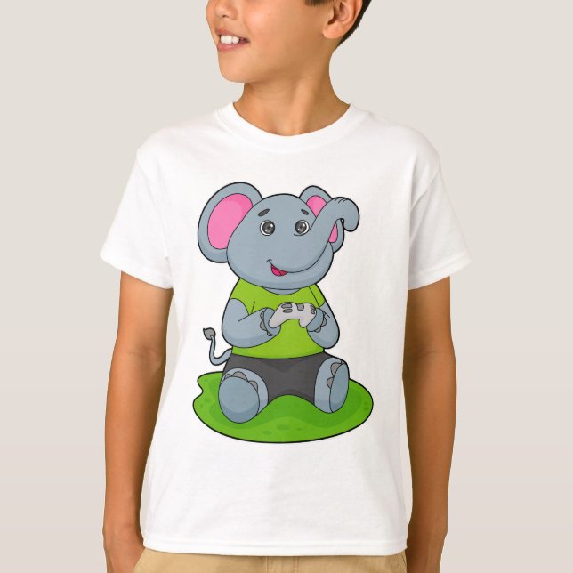 Elephant as Gamer T Shirt (Framsida)