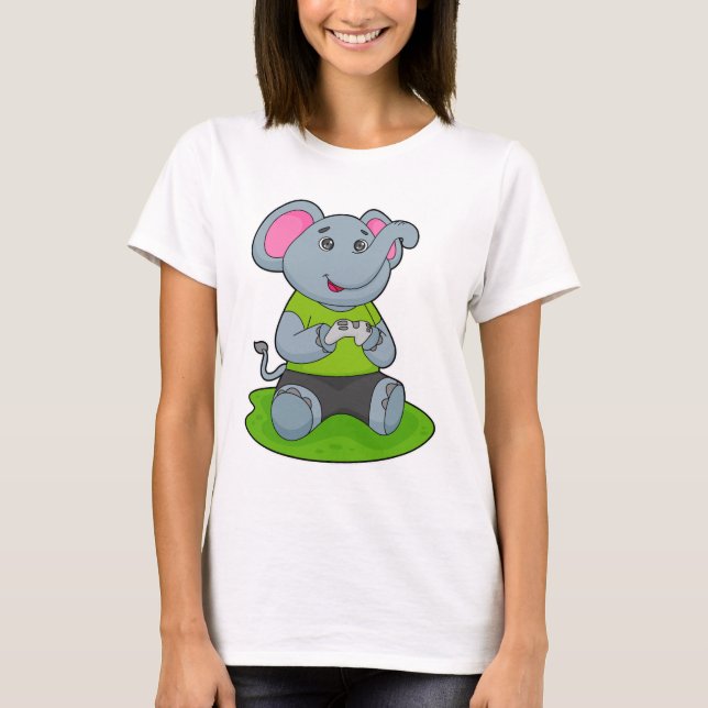 Elephant as Gamer T Shirt (Framsida)