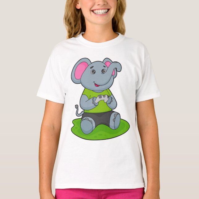 Elephant as Gamer T Shirt (Framsida)