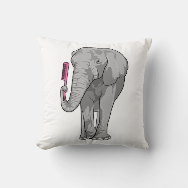 Elephant as Hairdresser with Comb Kudde (Framsida)
