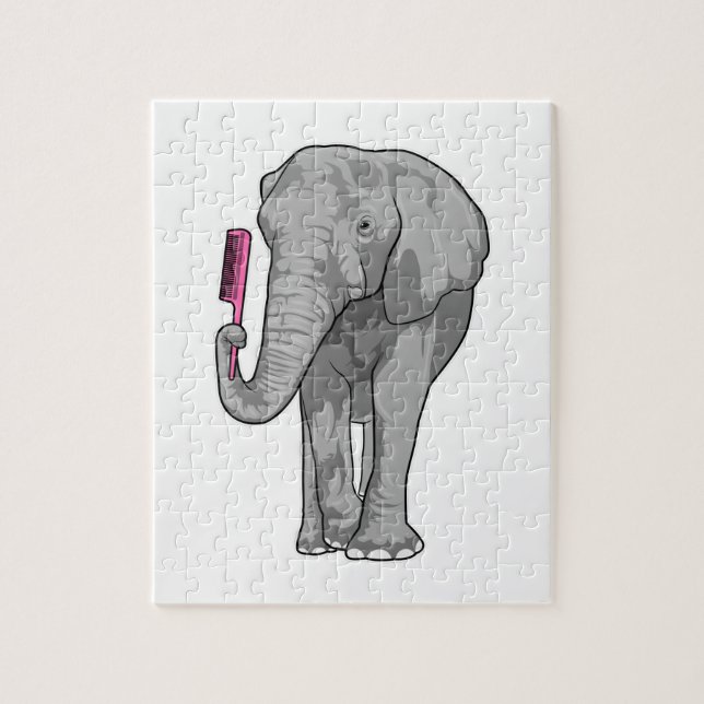 Elephant as Hairdresser with Comb Pussel (Vertikal)