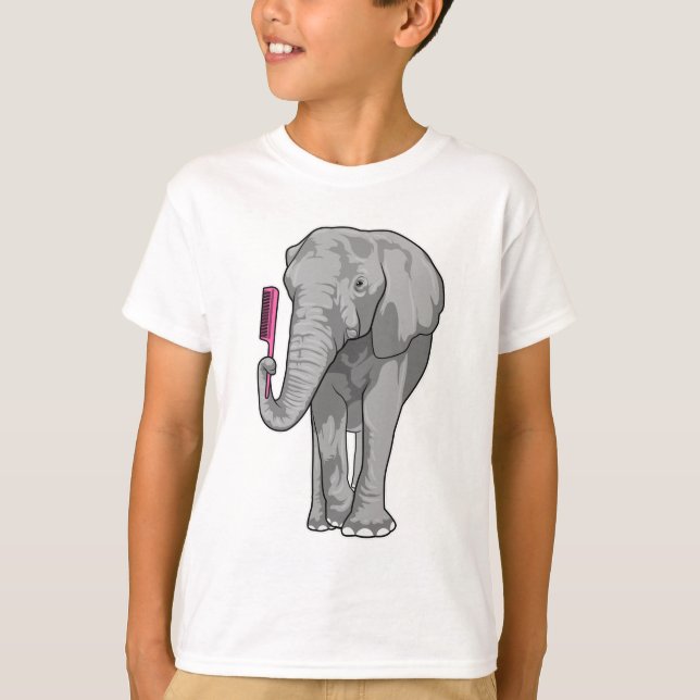 Elephant as Hairdresser with Comb T Shirt (Framsida)