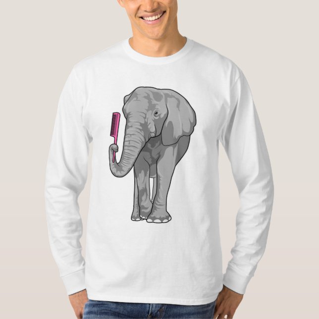 Elephant as Hairdresser with Comb T Shirt (Framsida)