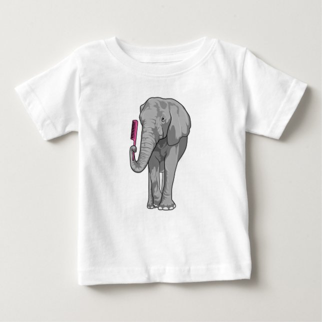 Elephant as Hairdresser with Comb T Shirt (Framsida)