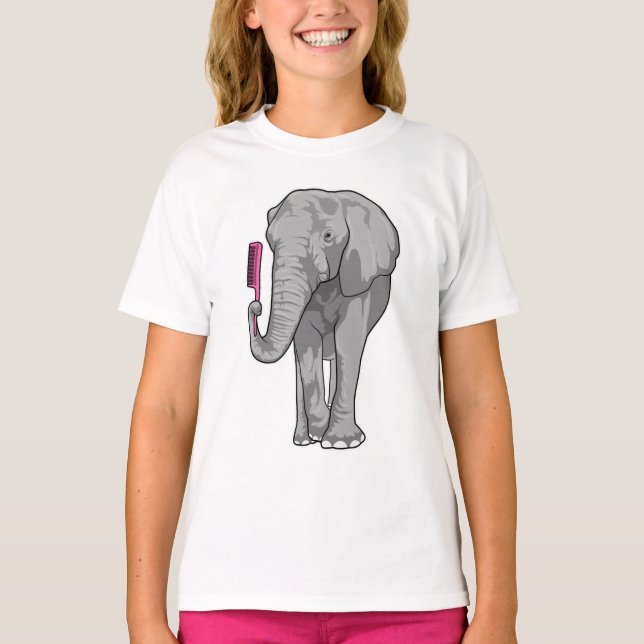 Elephant as Hairdresser with Comb T Shirt (Framsida)