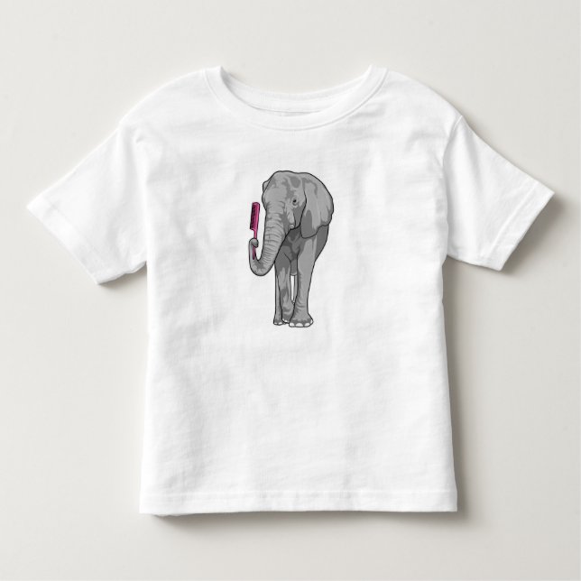 Elephant as Hairdresser with Comb T Shirt (Framsida)