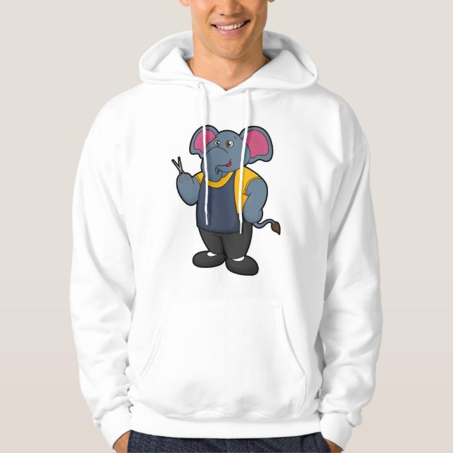 Elephant as Hairdresser with Scissors Hoodie (Framsida)