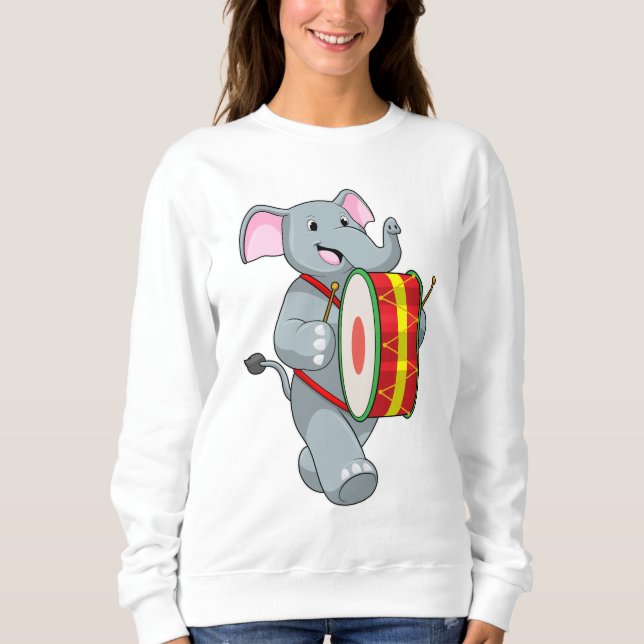 Elephant as Musician med Drum T Shirt (Framsida)