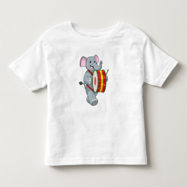 Elephant as Musician med Drum T Shirt (Framsida)