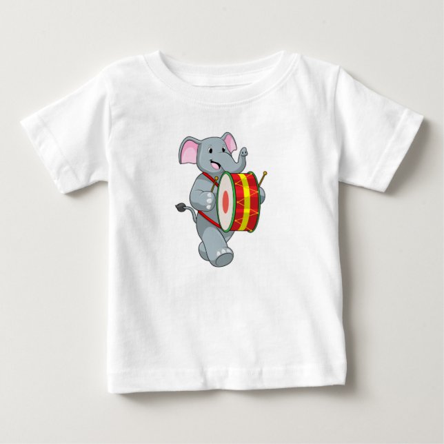 Elephant as Musician med Drum T Shirt (Framsida)