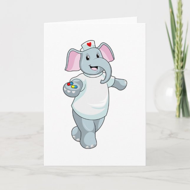 Elephant as Nurse with Medicine Kort (Framsida)