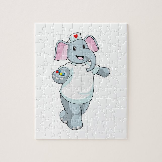 Elephant as Nurse with Medicine Pussel (Vertikal)