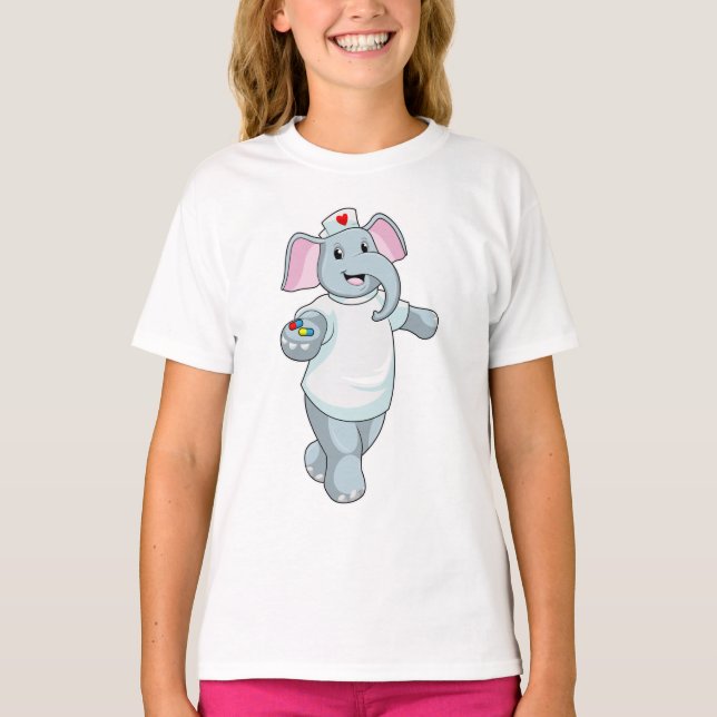 Elephant as Nurse with Medicine T Shirt (Framsida)
