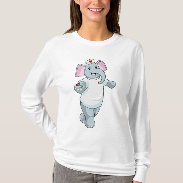 Elephant as Nurse with Medicine T Shirt (Framsida)