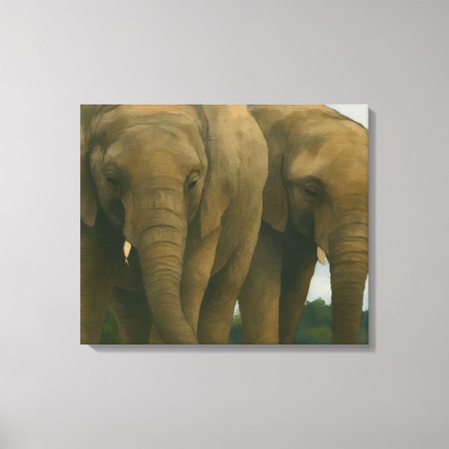 Elephant Assions in Savannah Light Canvastryck (Framsida)