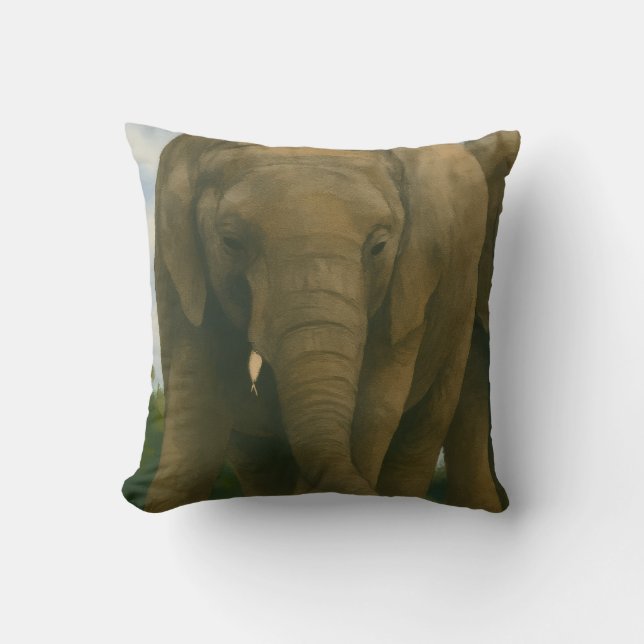 Elephant Assions in Savannah Light Kudde (Framsida)