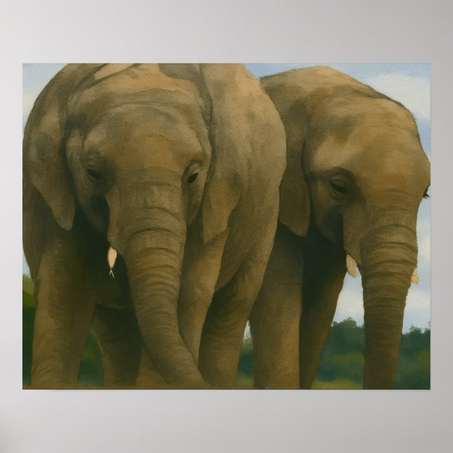 Elephant Assions in Savannah Light Poster (Framsidan)