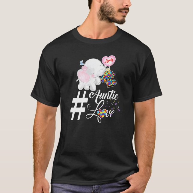 Elephant Auntie Autism Kärlek T Shirt (Framsida)