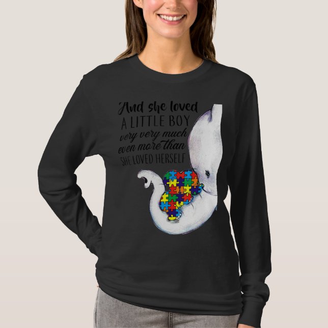 Elephant Autism Mamma och hon älskade sig själv. T Shirt (Framsida)