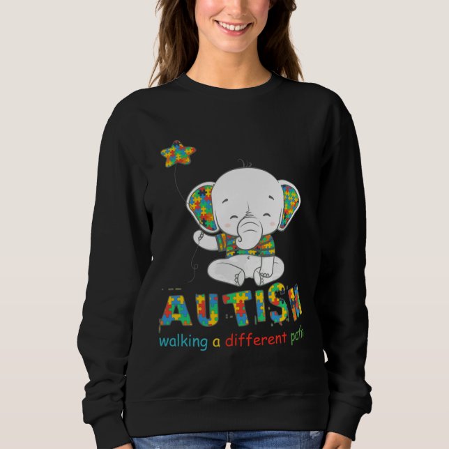 Elephant Autism Walking A Different Väg Passande T Shirt (Framsida)