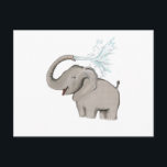 Elephant AVAL Vykort<br><div class="desc">Lycklig elefant leker med vatten</div>