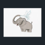 Elephant AVAL Vykort<br><div class="desc">Lycklig elefant leker med vatten</div>