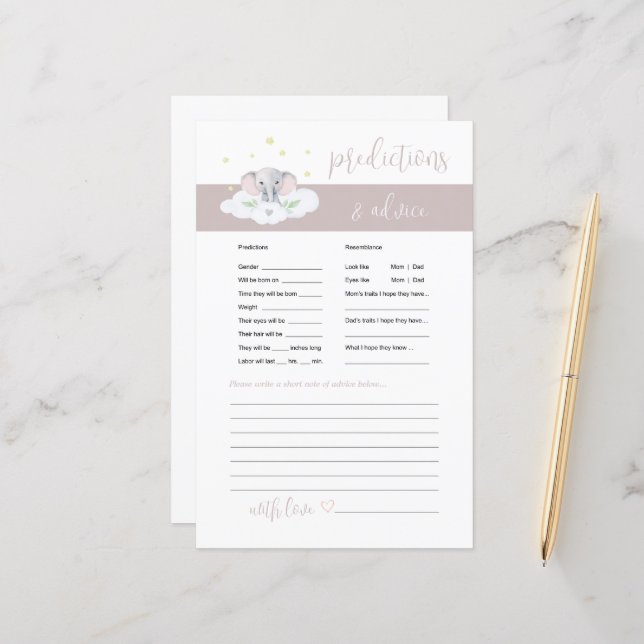 Elephant Baby Advice and Predictions Game Rosa (Fram/Back In Situ)