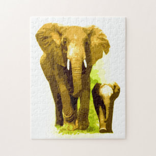 Elephant & Baby - Animals Art Pussel
